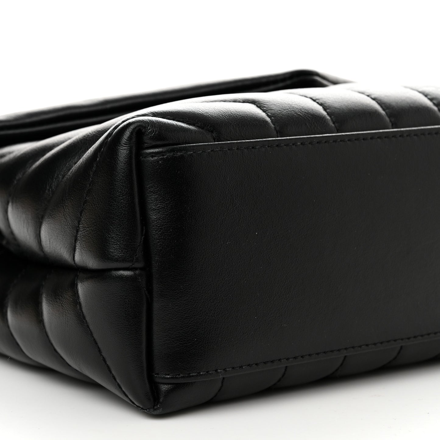 Calfskin Y Quilted Monogram Monochrome Small Loulou Chain Satchel Black
