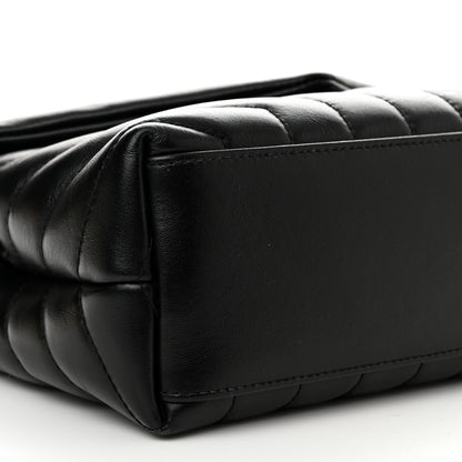 Saint Laurent Calfskin Y Quilted Monogram Monochrome Small Loulou Chain Satchel Black 9 of 10