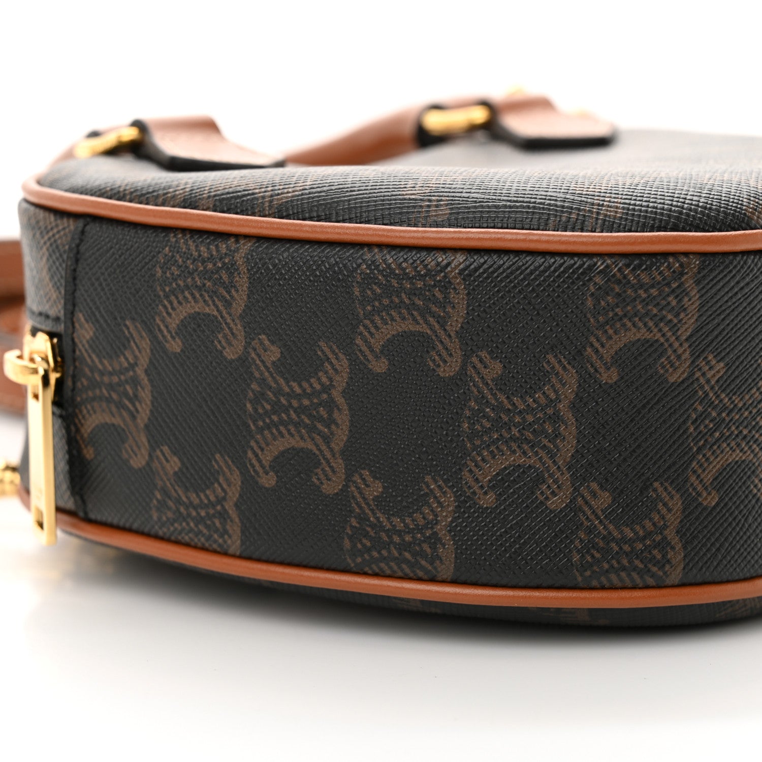 Celine Triomphe Canvas Calfskin Heart Bag Tan 9 of 11