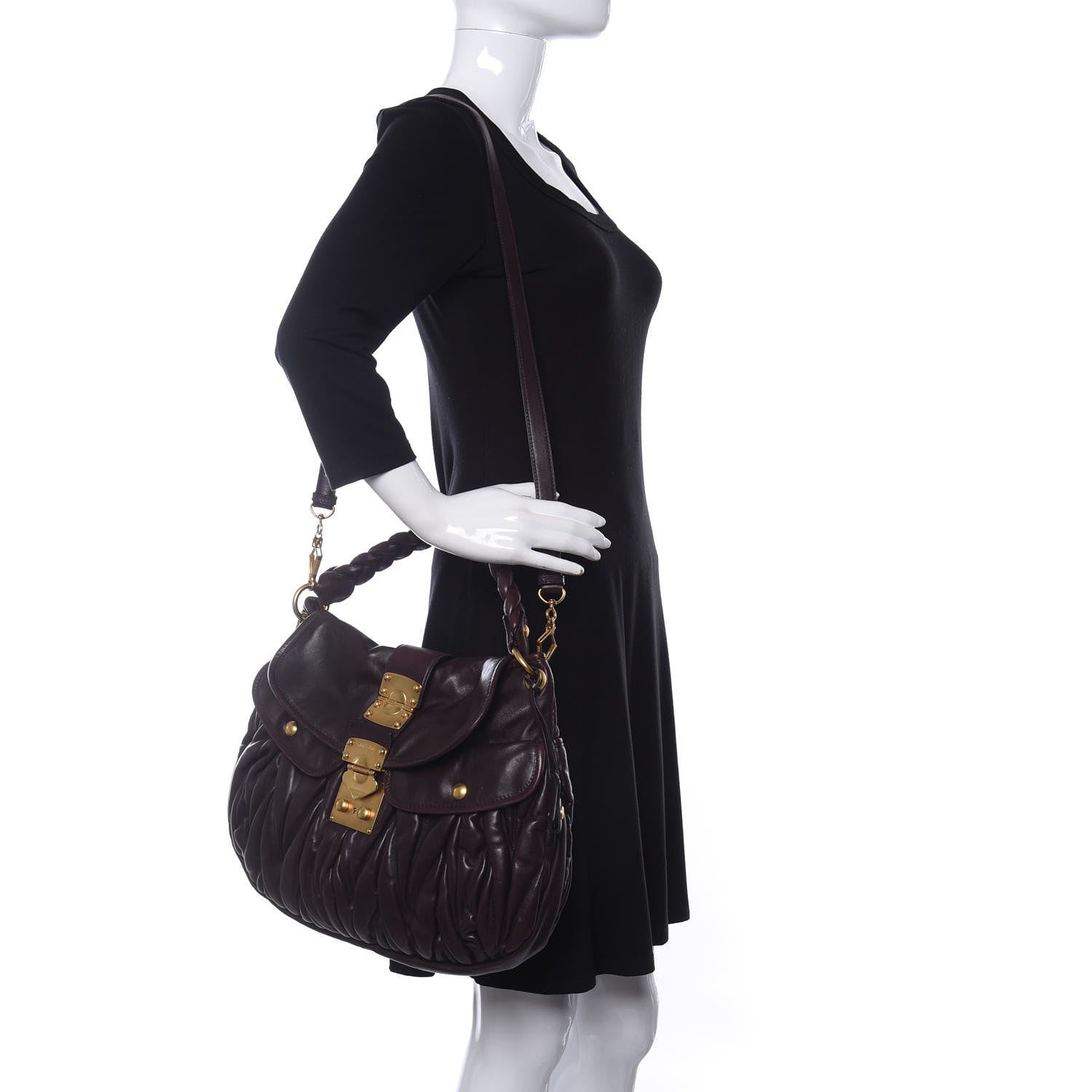Miu Miu Nappa Matelasse Coffer Hobo Prugna 2 of 9