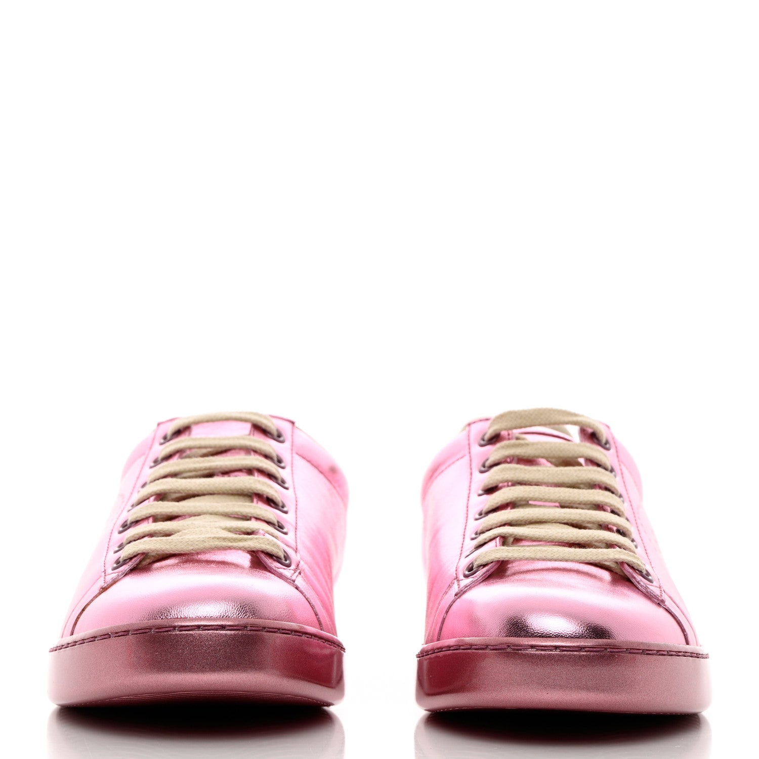 Gucci Metallic Nappa Interlocking G Perforated Womens Ace Sneakers 40 Rosa 2 of 11