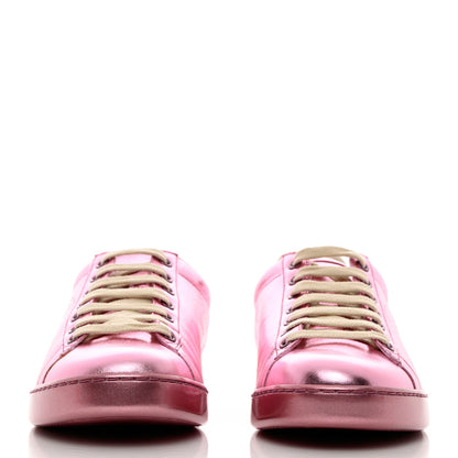 Gucci Metallic Nappa Interlocking G Perforated Womens Ace Sneakers 40 Rosa 2 of 11
