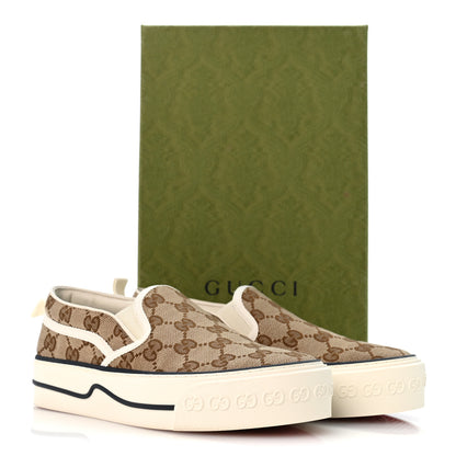 Gucci GG Monogram Womens 1977 Tennis Slip On 30mm Sneakers 35.5 Beige Ebony Mystic White 10 of 10