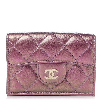 Chanel Iridescent Lambskin Small Quilted Flap Wallet Purple 1 of 9