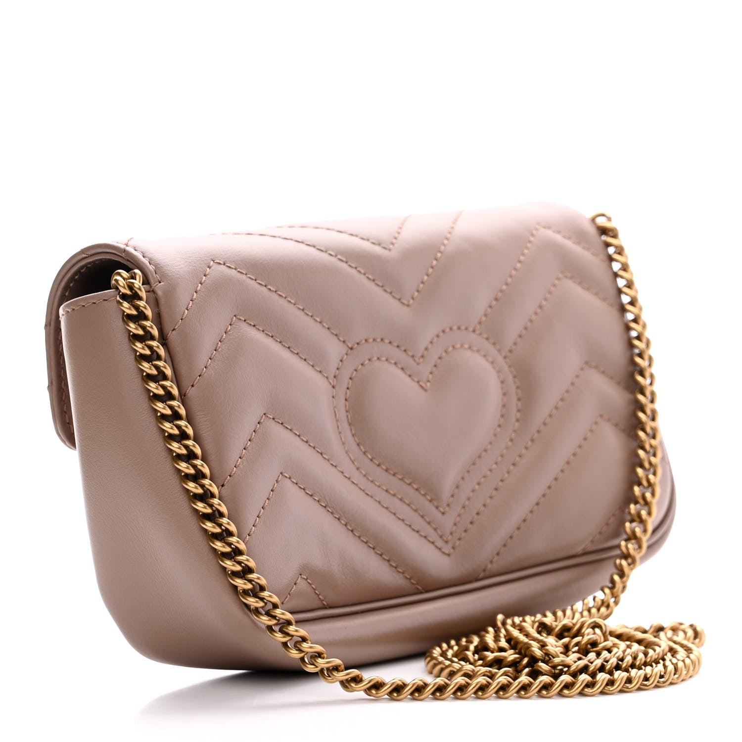 Gucci Calfskin Matelasse Super Mini GG Marmont Shoulder Bag Porcelain Rose 3 of 11
