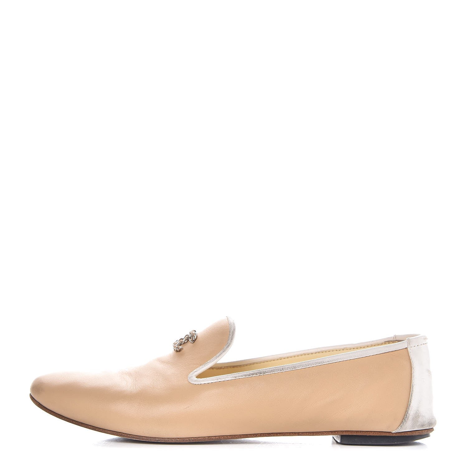 Chanel Lambskin CC Chain Loafers 38.5 Beige 1 of 13