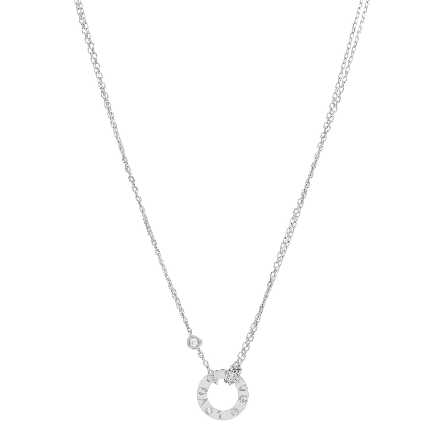 Cartier 18K White Gold 2 Diamond LOVE Necklace 1 of 4