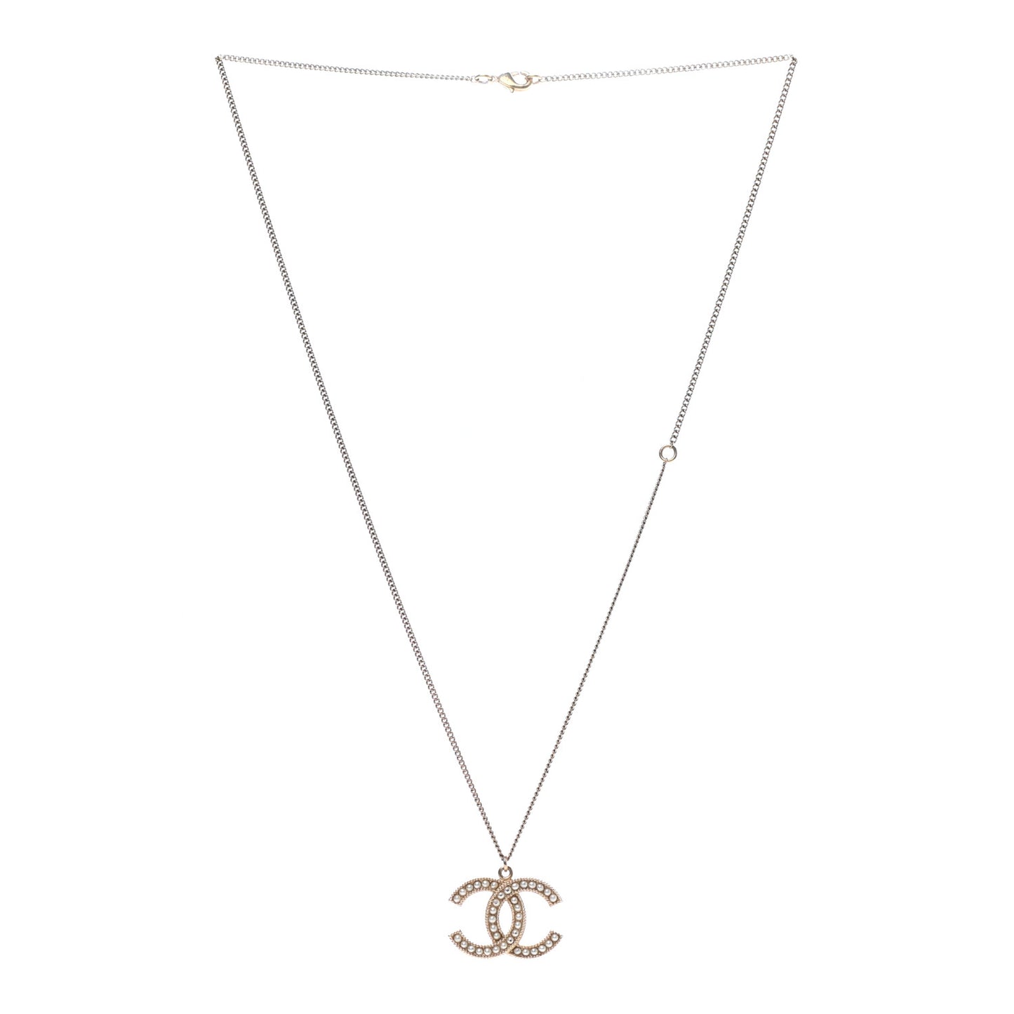 Pearl CC Pendant Necklace Gold