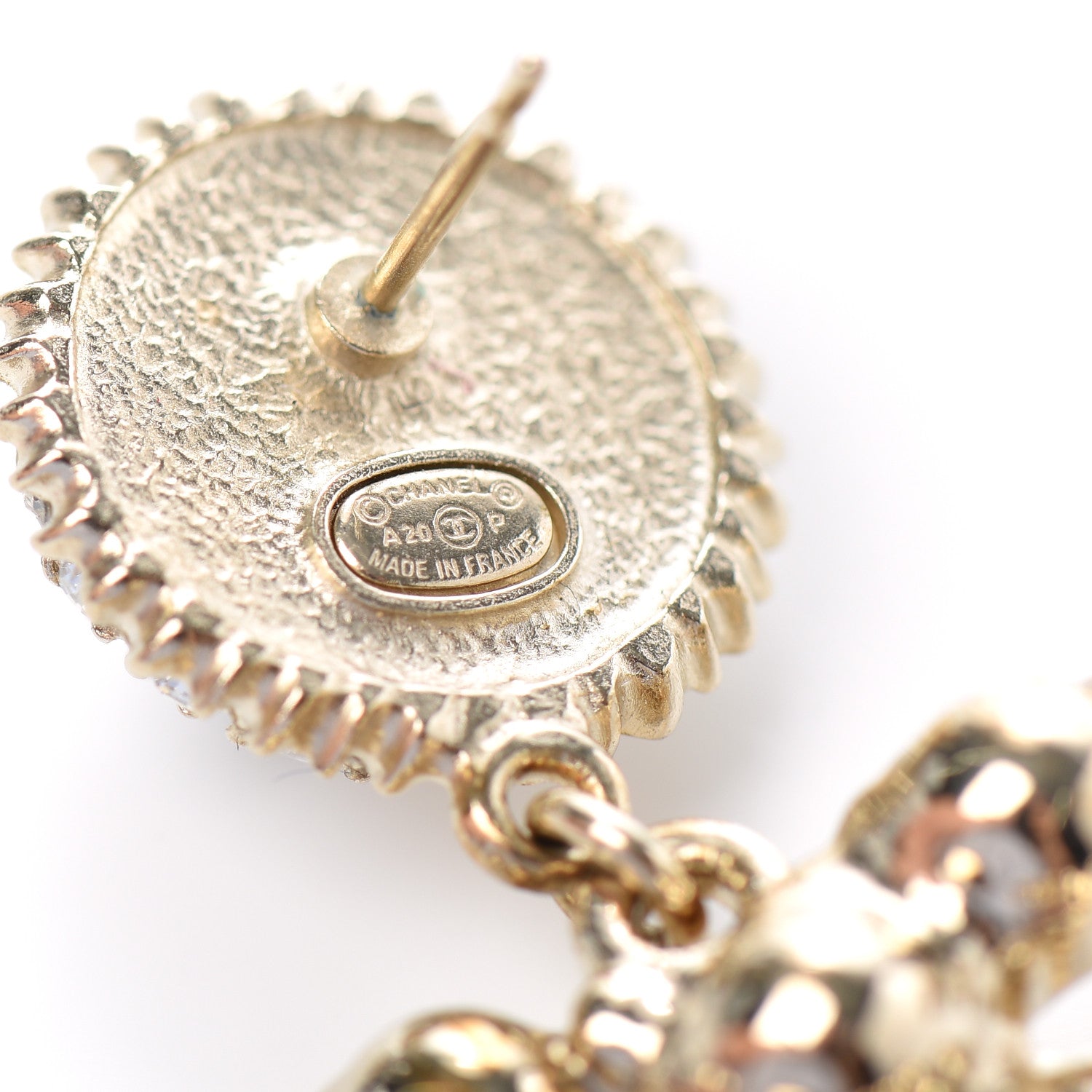Chanel Crystal Pearl Large CC Drop Earrings Light Gold 4 of 4