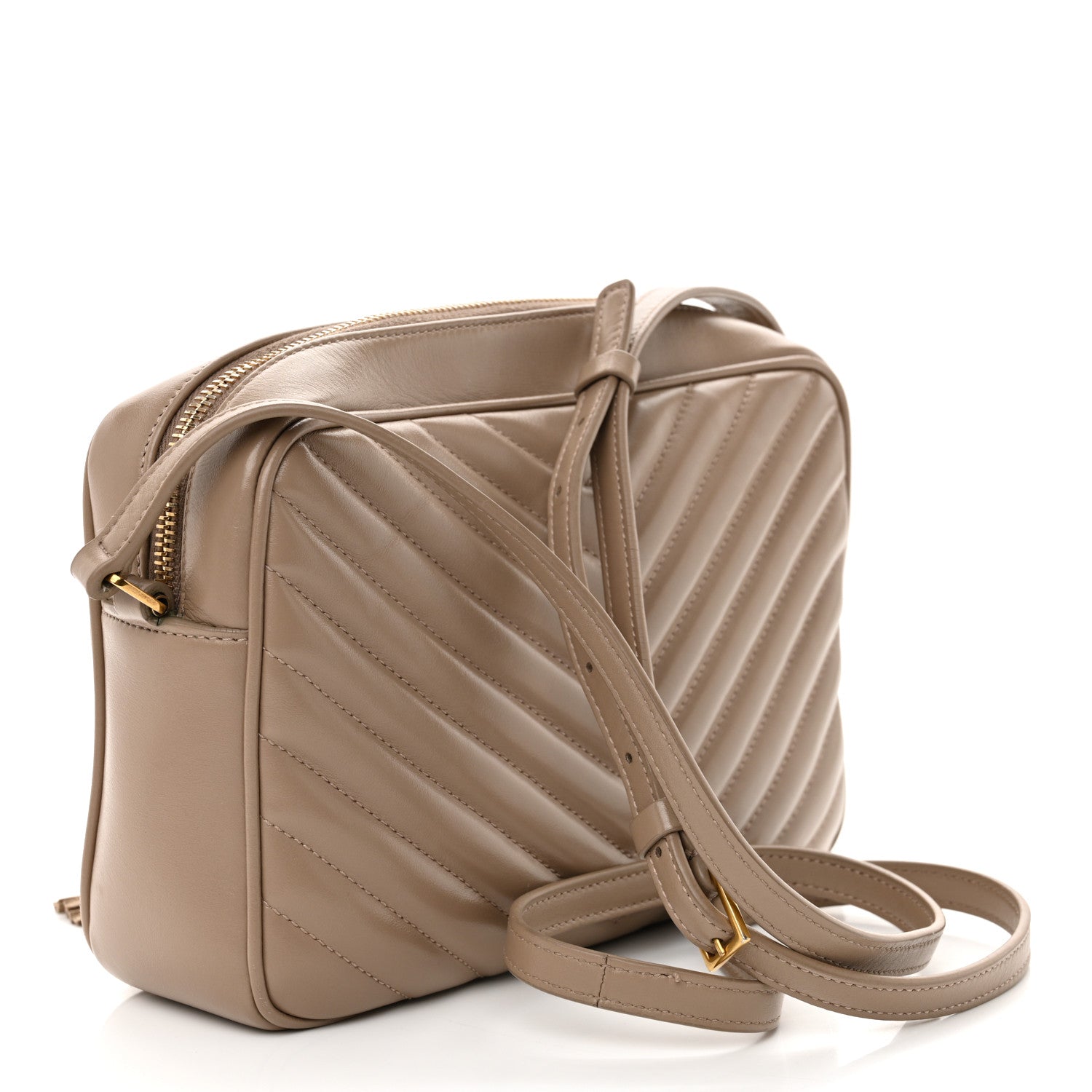 Saint Laurent Calfskin Matelasse Monogram Lou Camera Bag Taupe