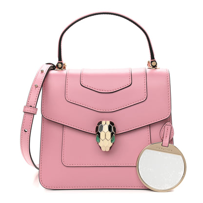 Bulgari Calfskin Serpenti Forever Top Handle Flamingo Topaz 1 of 9