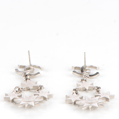Chanel Crystal CC Star Dangle Earrings Grey Silver 3 of 4
