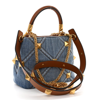 Valentino Garavani Denim Small Roman Stud The Handle Bag Light Denim Selleria 3 of 10