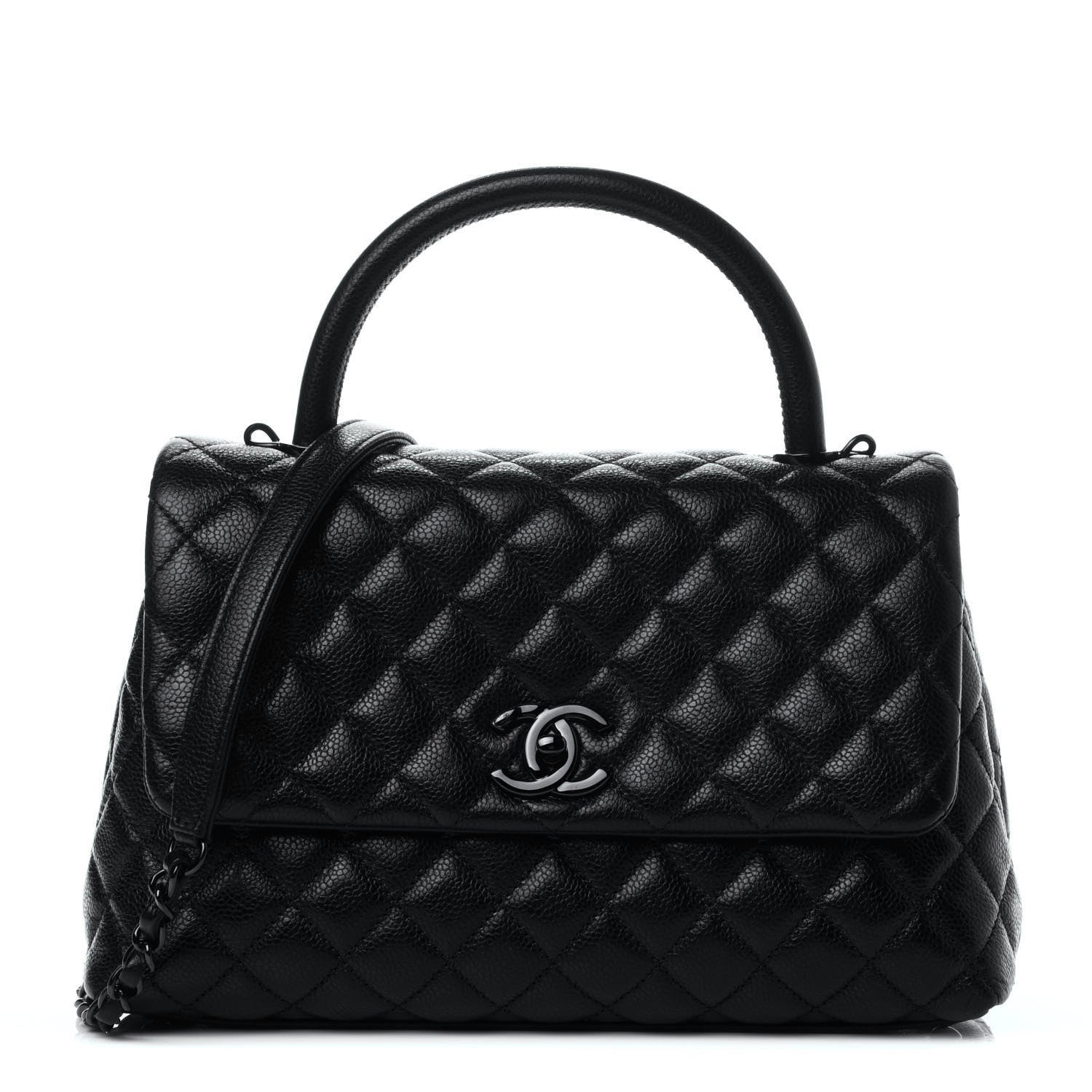 Chanel Caviar Quilted Small Coco Handle Flap So Black 1 of 4