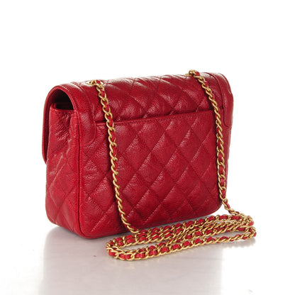 Chanel Caviar Quilted Mini Square Flap Red 3 of 8