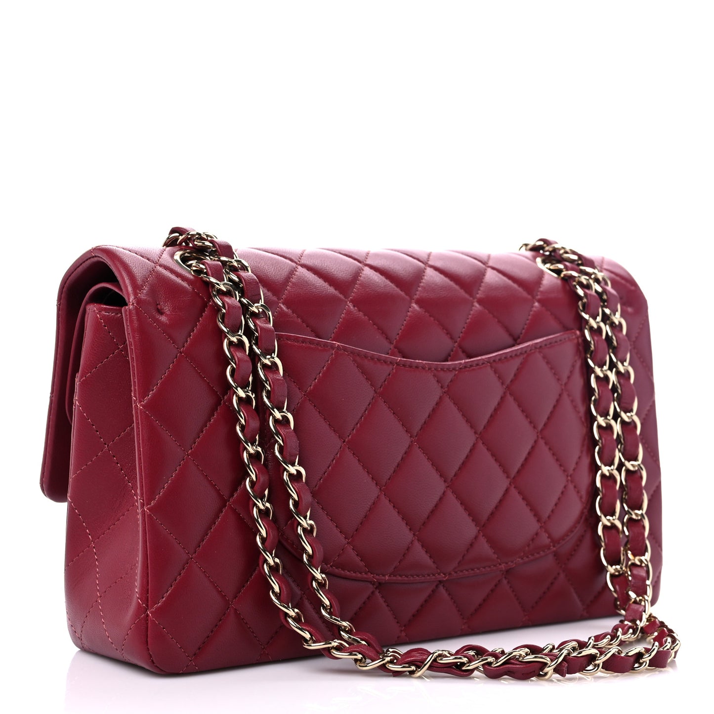 Lambskin Quilted Medium Double Flap Burgundy