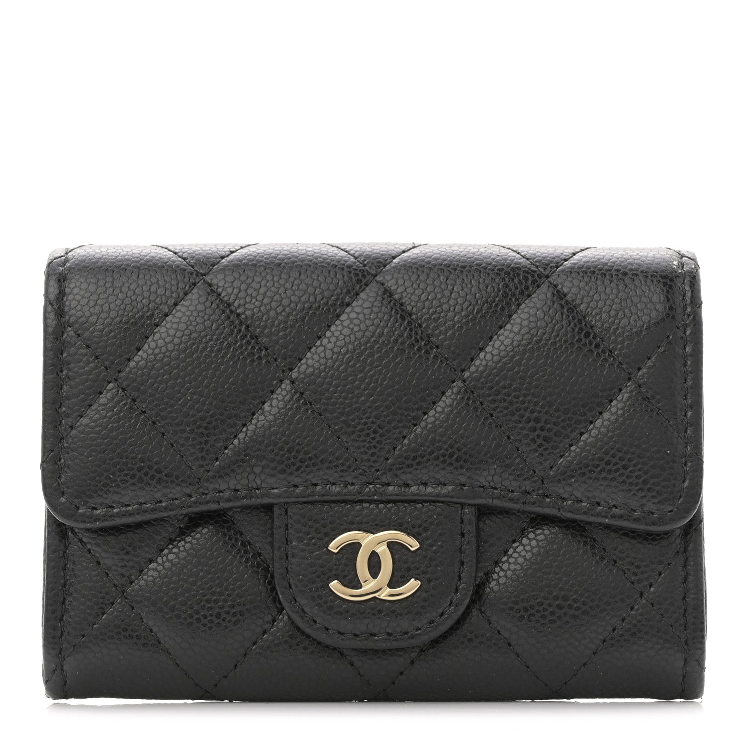 Chanel Caviar Quilted Flap Card Holder Wallet Black 1 of 7
