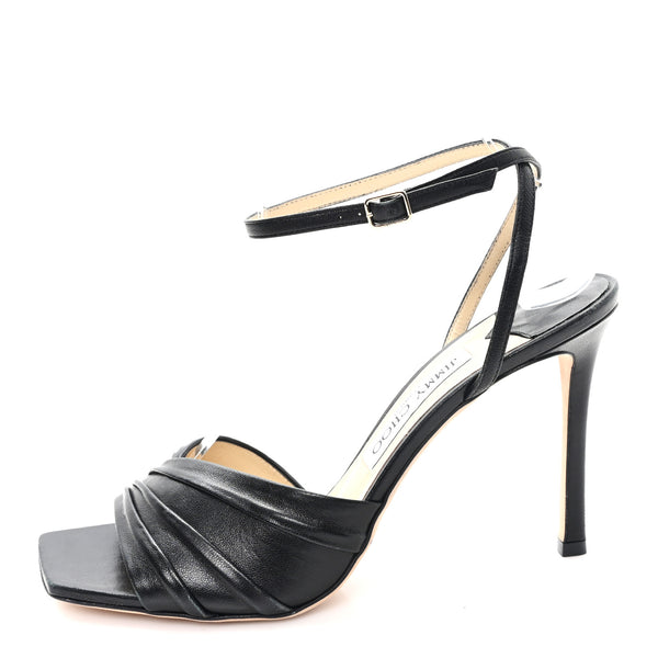 Jimmy Choo Luxe Nappa Basil 95 Sandals 39.5 Black 1867366