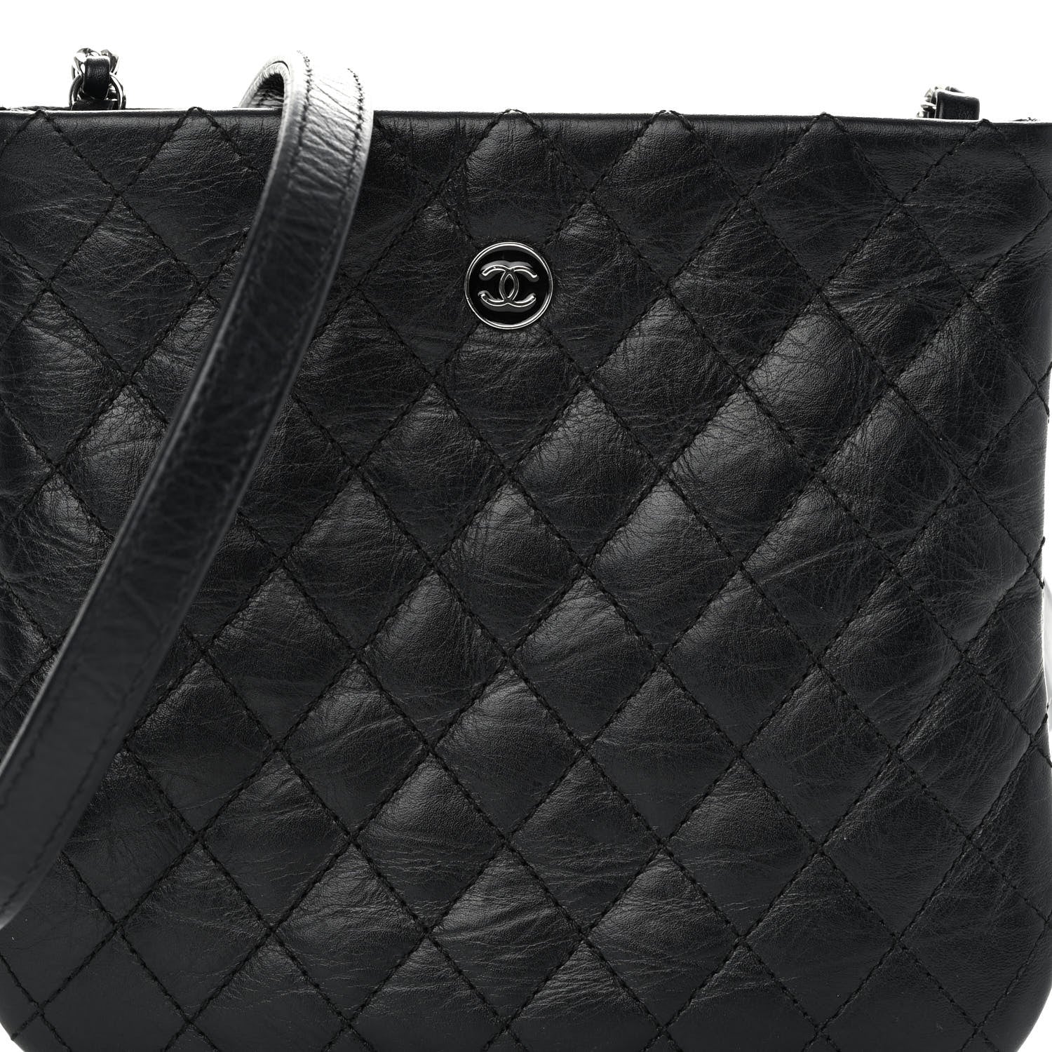Chanel Aged Calfskin Quilted Crossbody Bag Black 7 of 9
