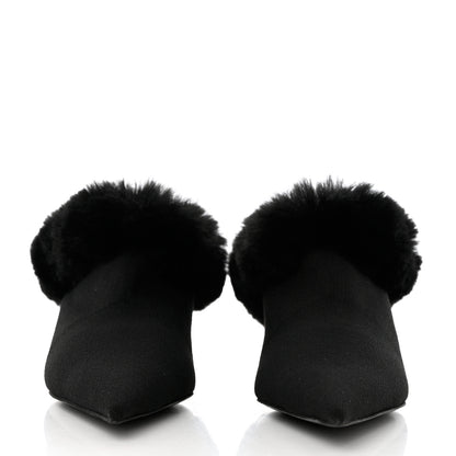 Balenciaga Sustainable Knit Faux Fur Knife Pointed Toe 40mm Mules 37 Black 2 of 10