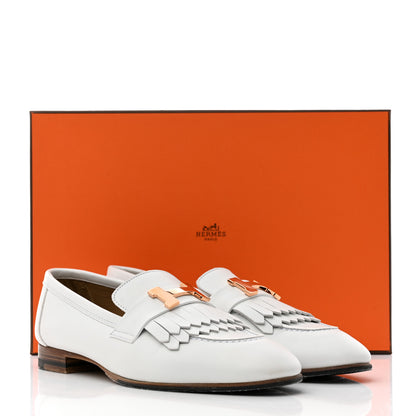 Hermes Calfskin Womens Royal Loafers 36 White 9 of 9