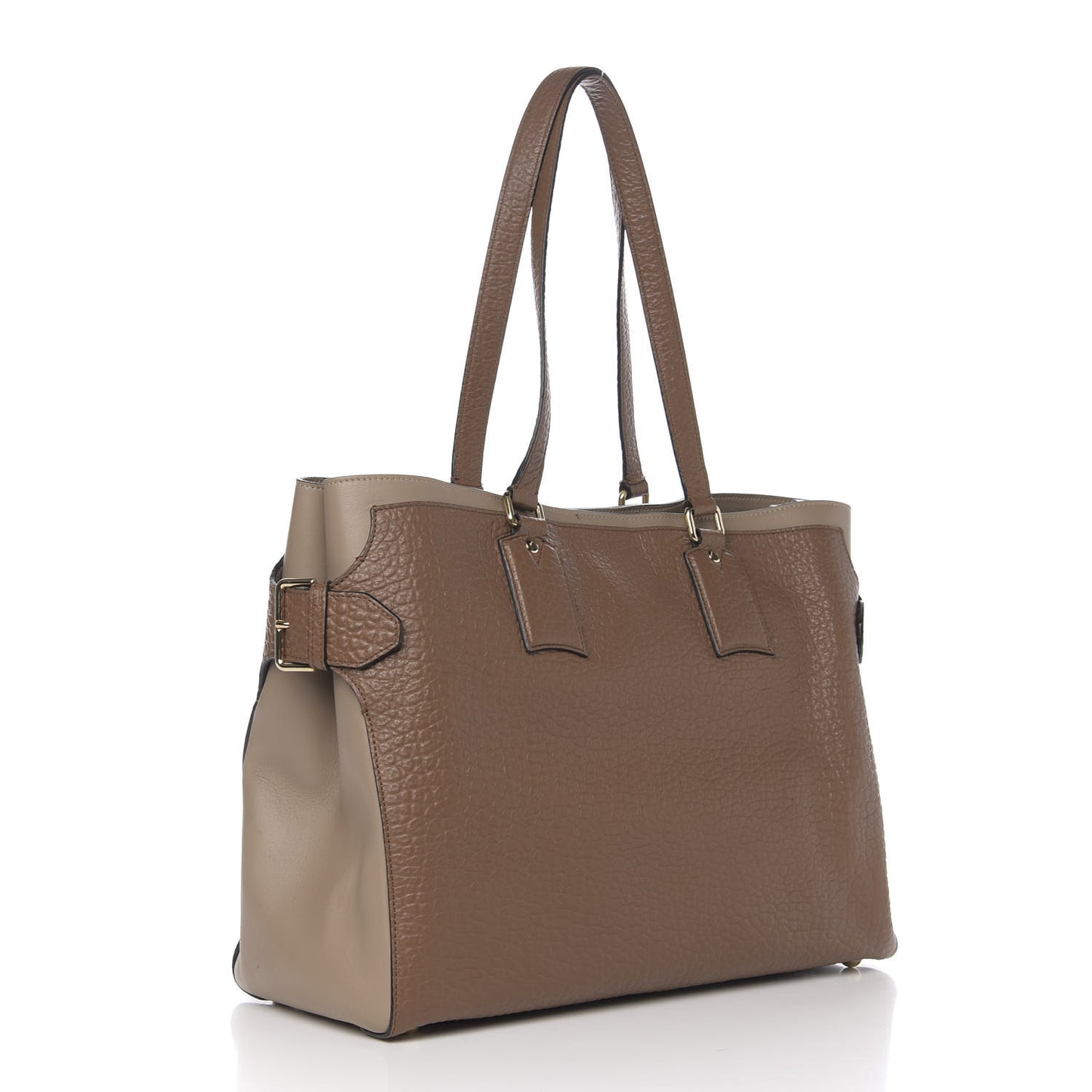 Heritage Grain Smooth Calfskin Large Clarborough Tote Sepia Brown Honey
