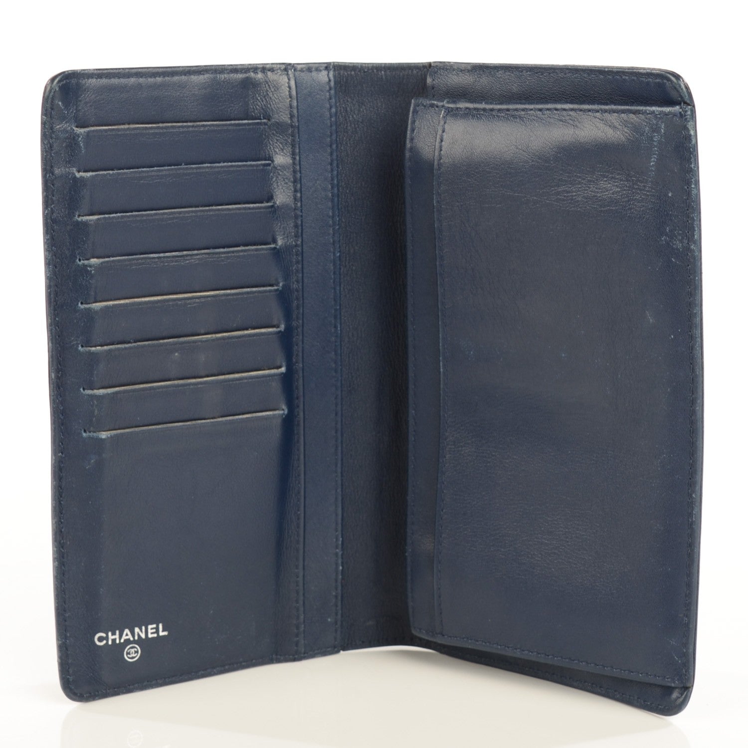 Chanel Caviar Timeless CC Yen Wallet Navy 5 of 8