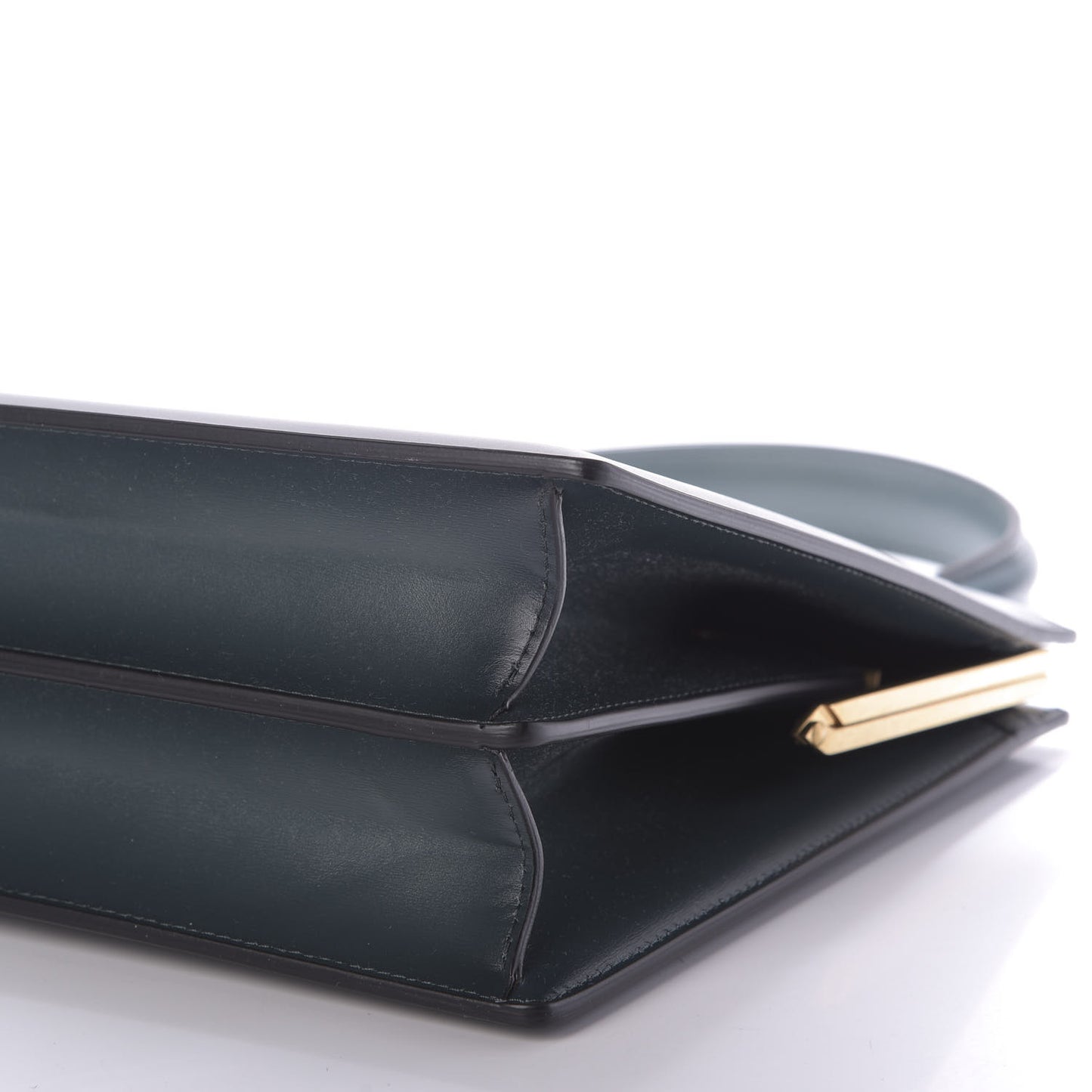 Box Calfskin Medium Clasp Bag Dark Green