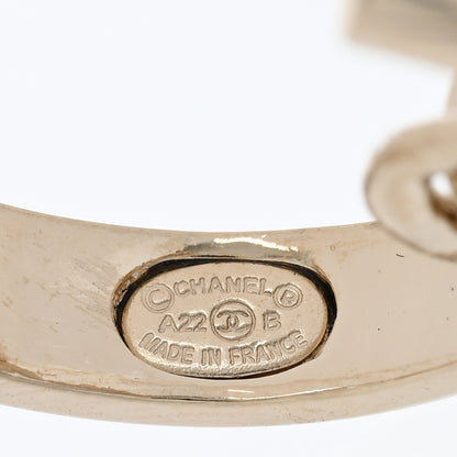 Chanel Metal Crystal Studded CC Hoop Drop Earrings Gold 4 of 5