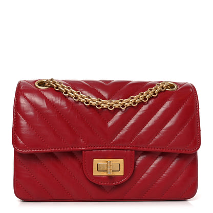 Chanel Aged Calfskin Chevron Quilted 2.55 Reissue Mini Flap Dark Red 1 of 11