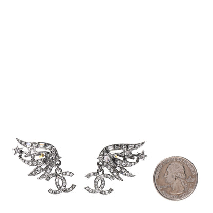 Chanel Crystal CC Star Earrings Silver 2 of 5