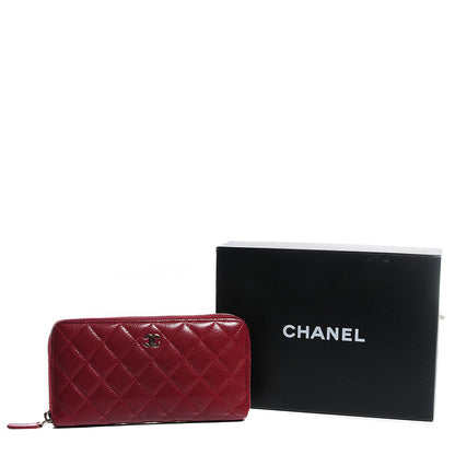 Chanel Caviar Quilted Large Gusset Zip Around Wallet Dark Red 5 of 9