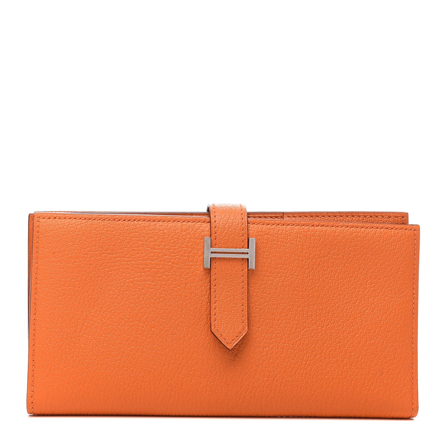 Hermes Chevre Mysore Bearn Gusset Wallet Orange 1 of 8