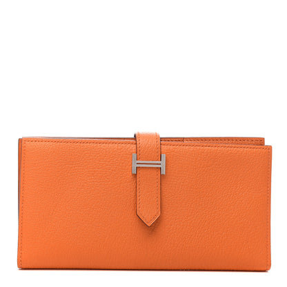 Hermes Chevre Mysore Bearn Gusset Wallet Orange 1 of 8