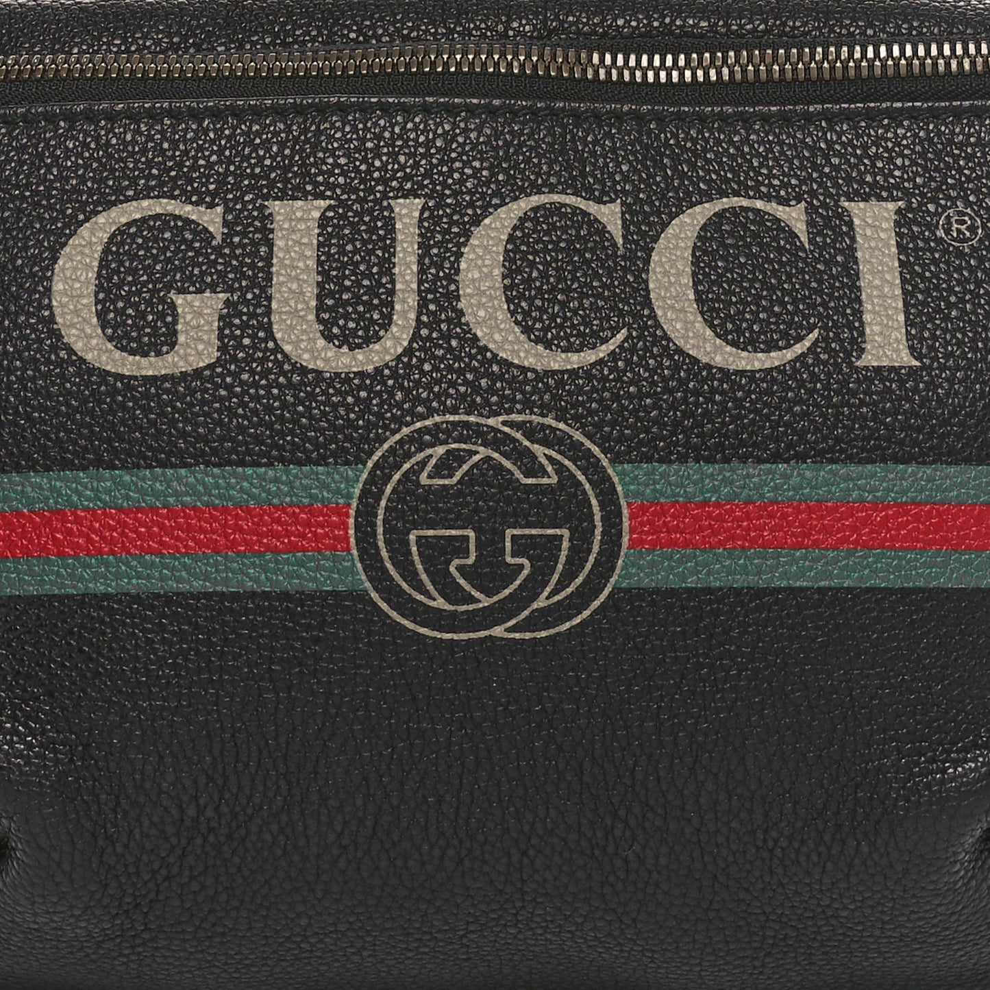 Grained Calfskin Logo Belt Bag Black
