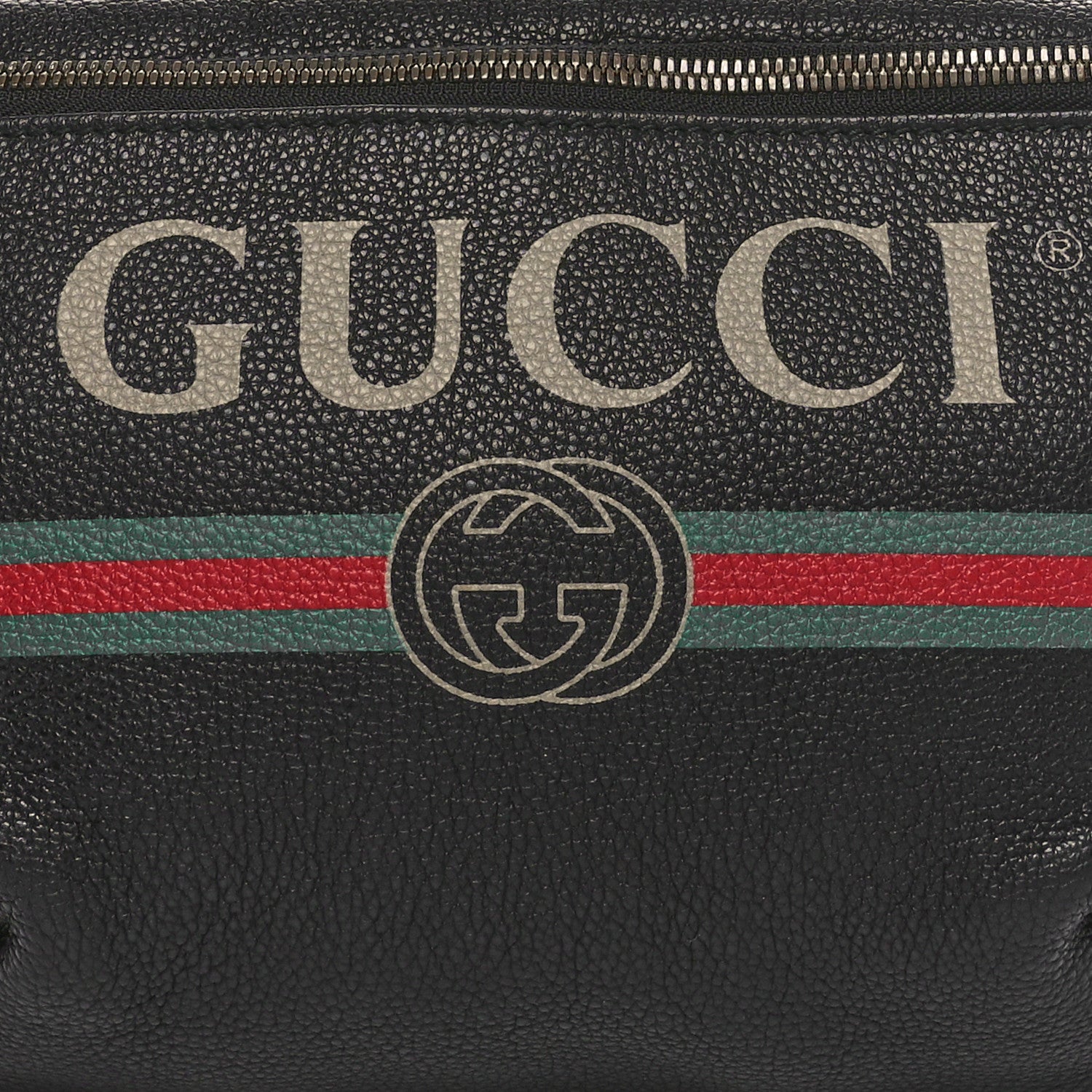 Gucci Grained Calfskin Logo Belt Bag Black 8 of 10