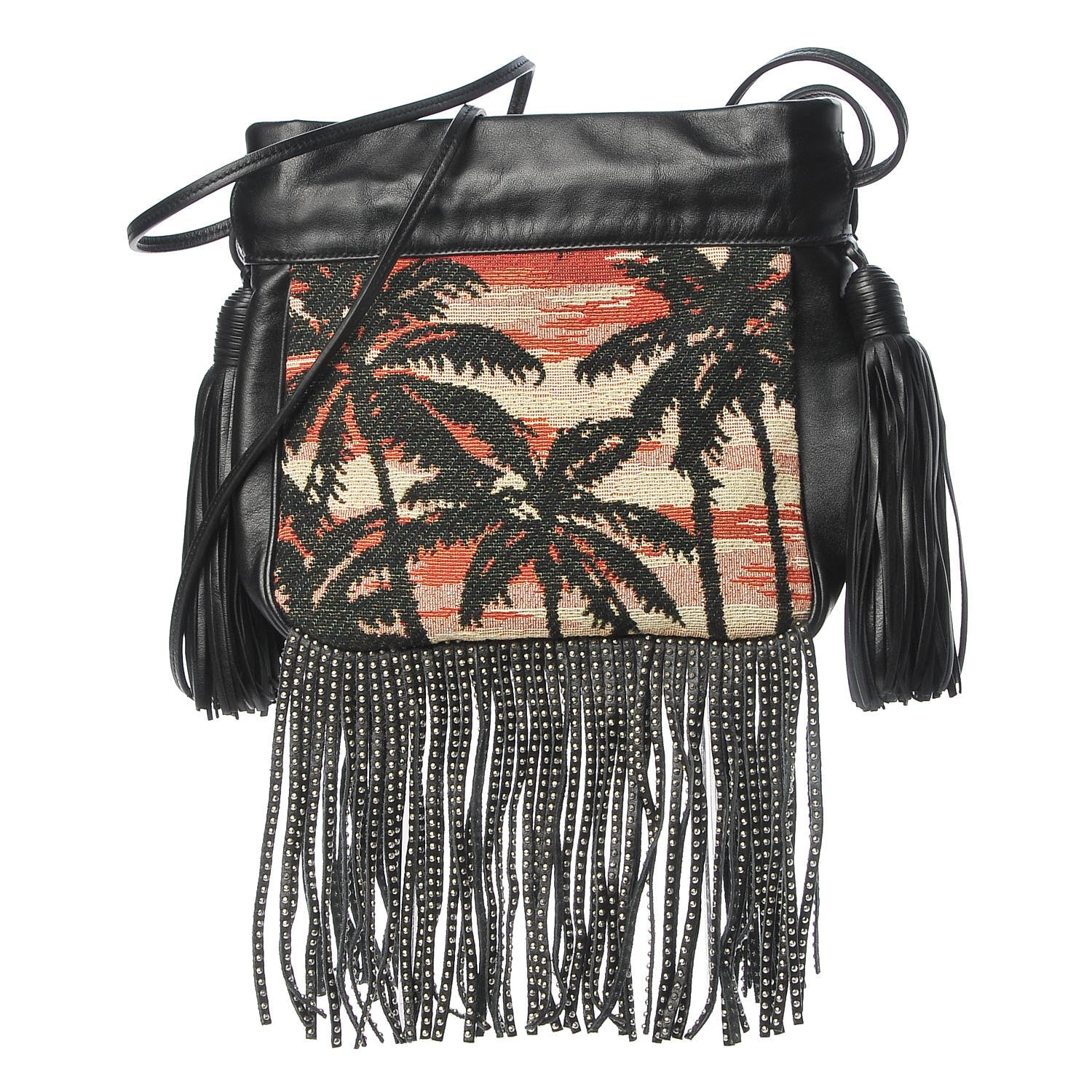 Saint Laurent Jacquard Leather Small Fringed Sunset Helena Bucket Bag 1 of 7