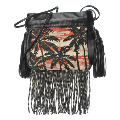 Saint Laurent Jacquard Leather Small Fringed Sunset Helena Bucket Bag 1 of 7