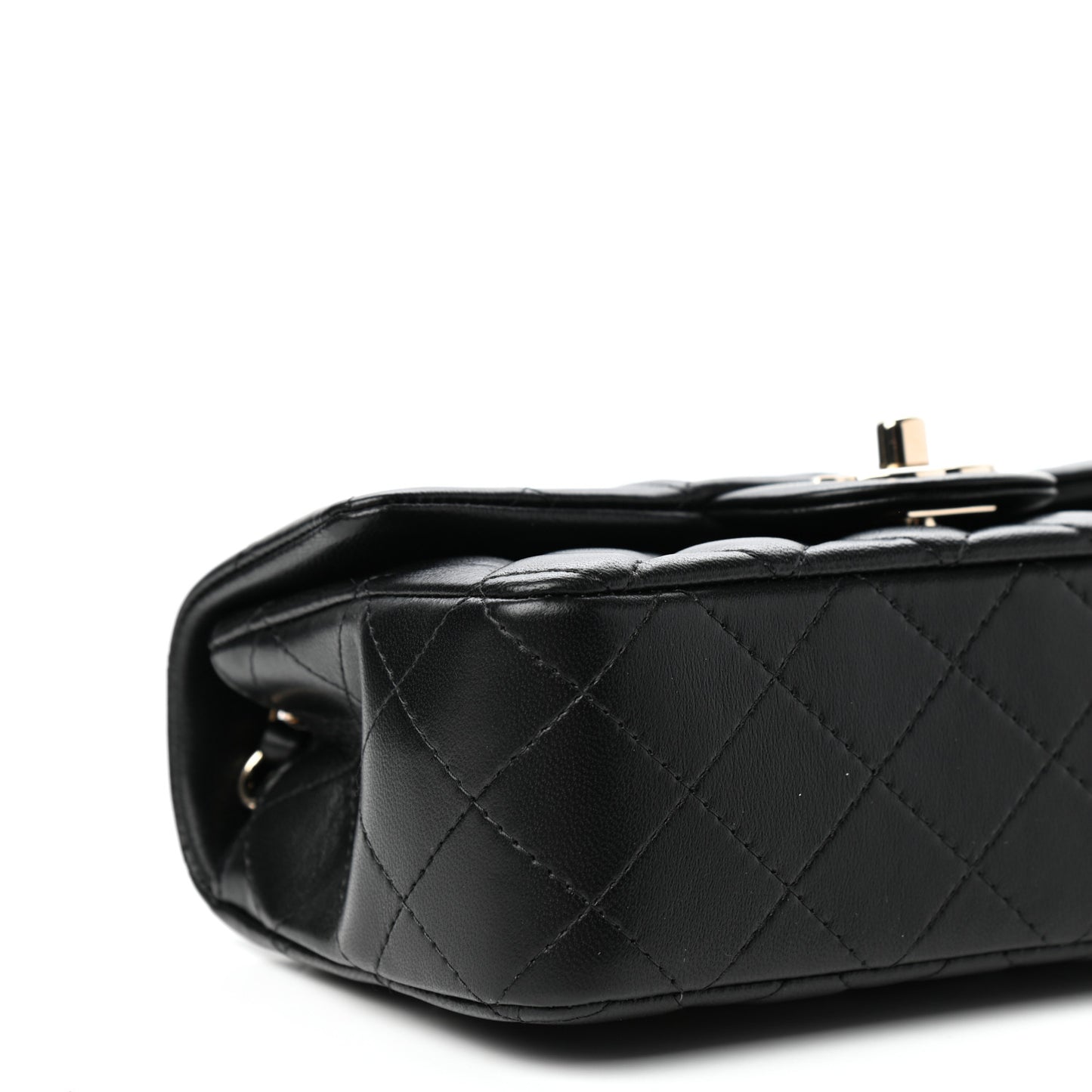 Lambskin Quilted Mini Rectangular Flap Black
