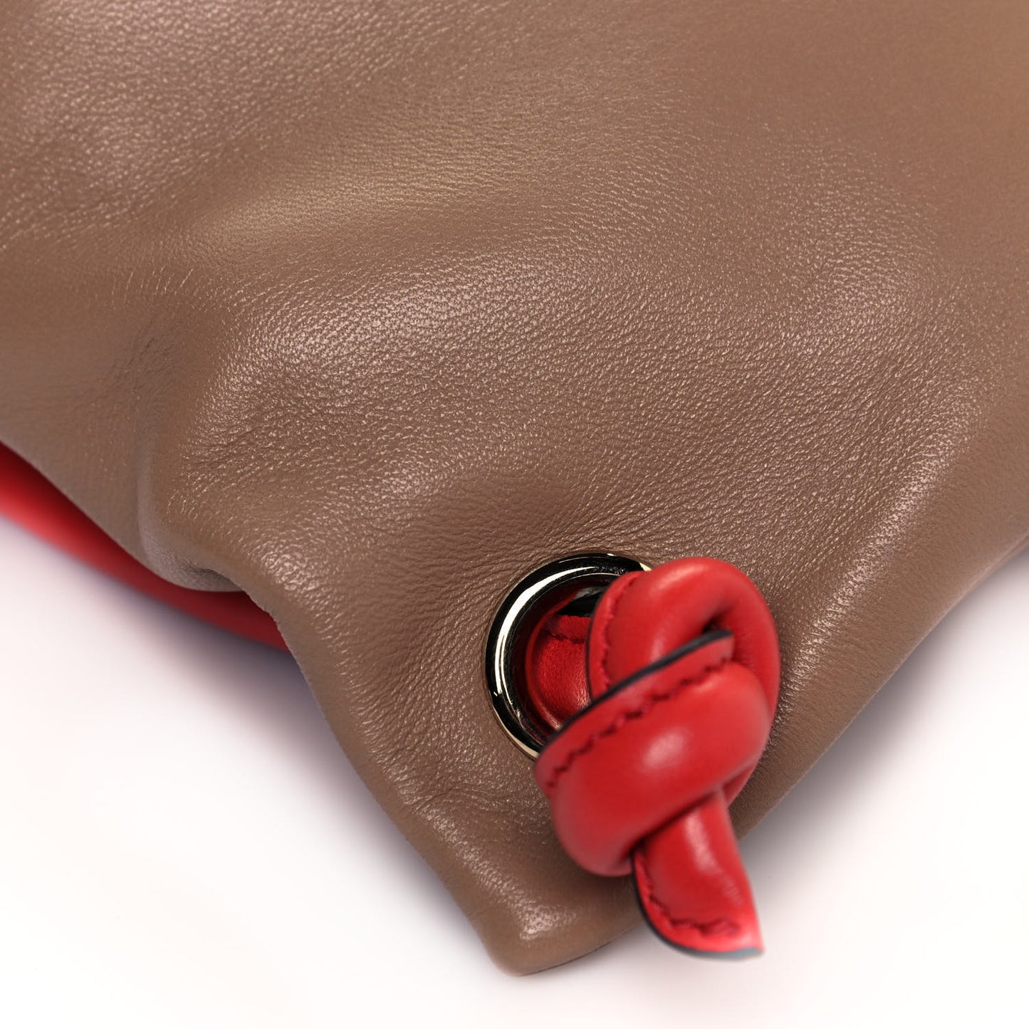 Calfskin Rockstud Bi-Color Drawstring Backpack Red Beige