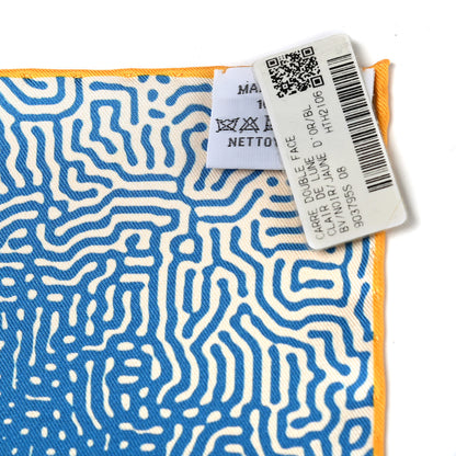 Hermes Silk Clair De Lune Double Face Scarf 90 Black Jaune D'Or Bleu 3 of 9