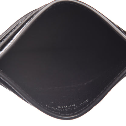 Saint Laurent Calfskin Crocodile Embossed Monogram Credit Card Case Black 5 of 8