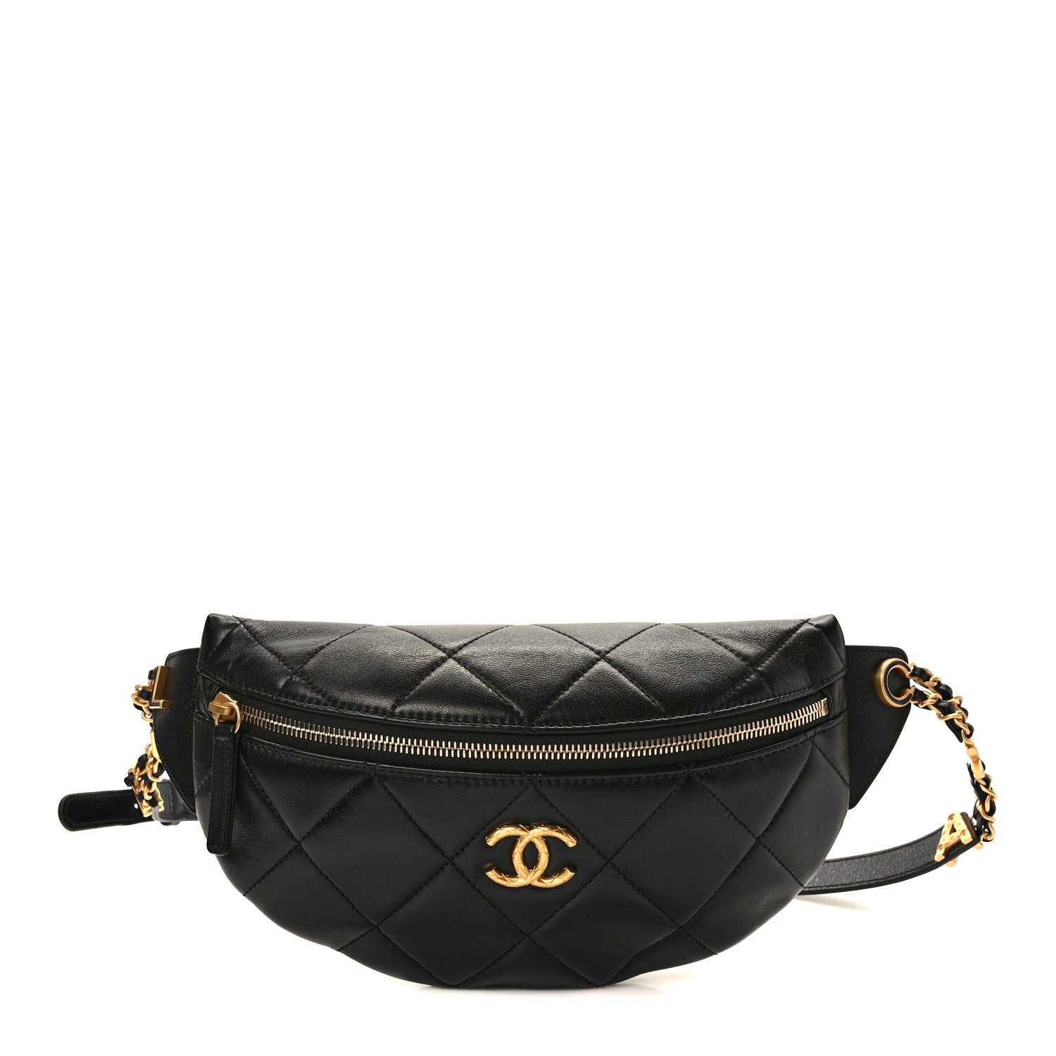 Chanel Lambskin Enamel Quilted Waist Bag Black 1 of 9