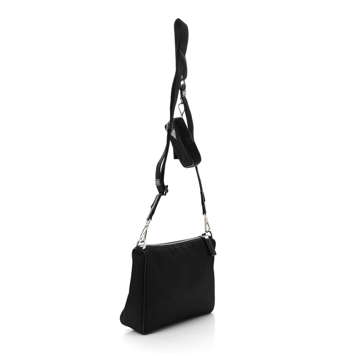 Prada Re-Nylon Saffiano Pocket Zippered Shoulder Bag Black 3 of 11