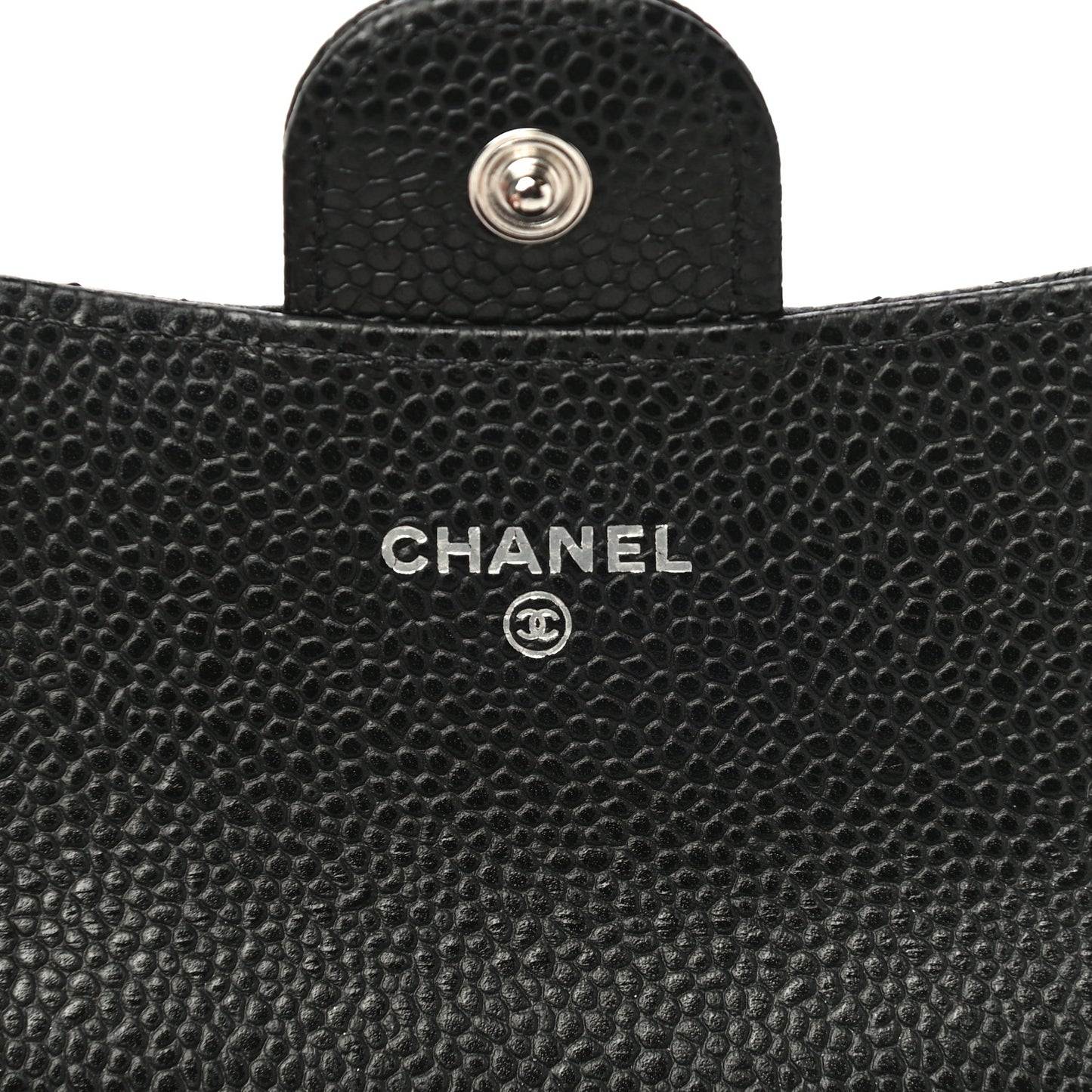 Caviar Quilted Flap Card Holder Wallet Black