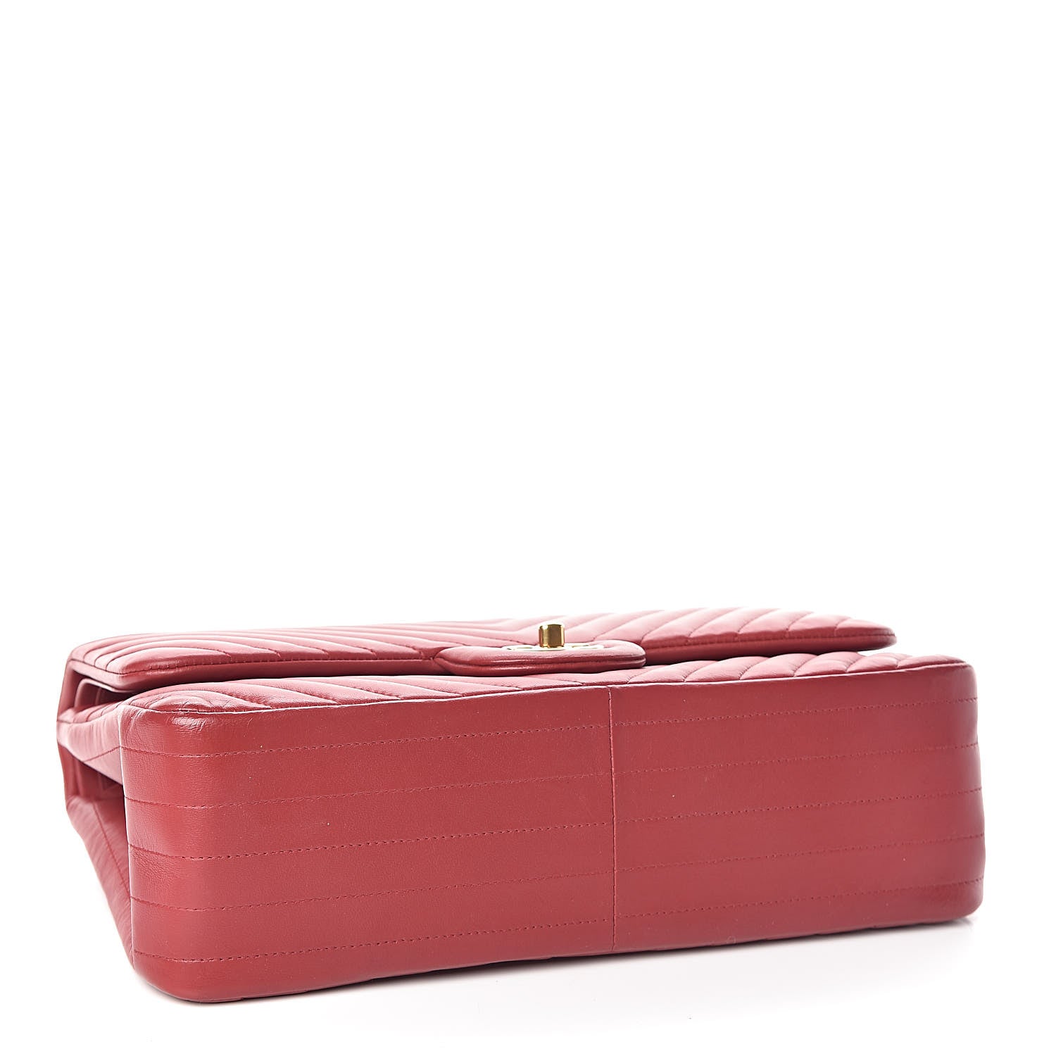 Chanel Lambskin Chevron Quilted Jumbo Double Flap Dark Red 4 of 18