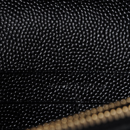 Saint Laurent Grain De Poudre Matelasse Chevron Monogram Chain Wallet Black 8 of 10