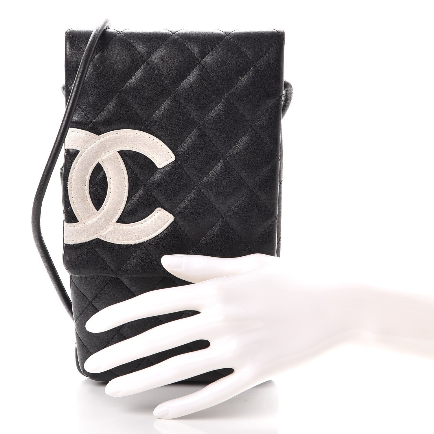 Chanel Calfskin Quilted Cambon Crossbody Messenger Black White 3 of 11
