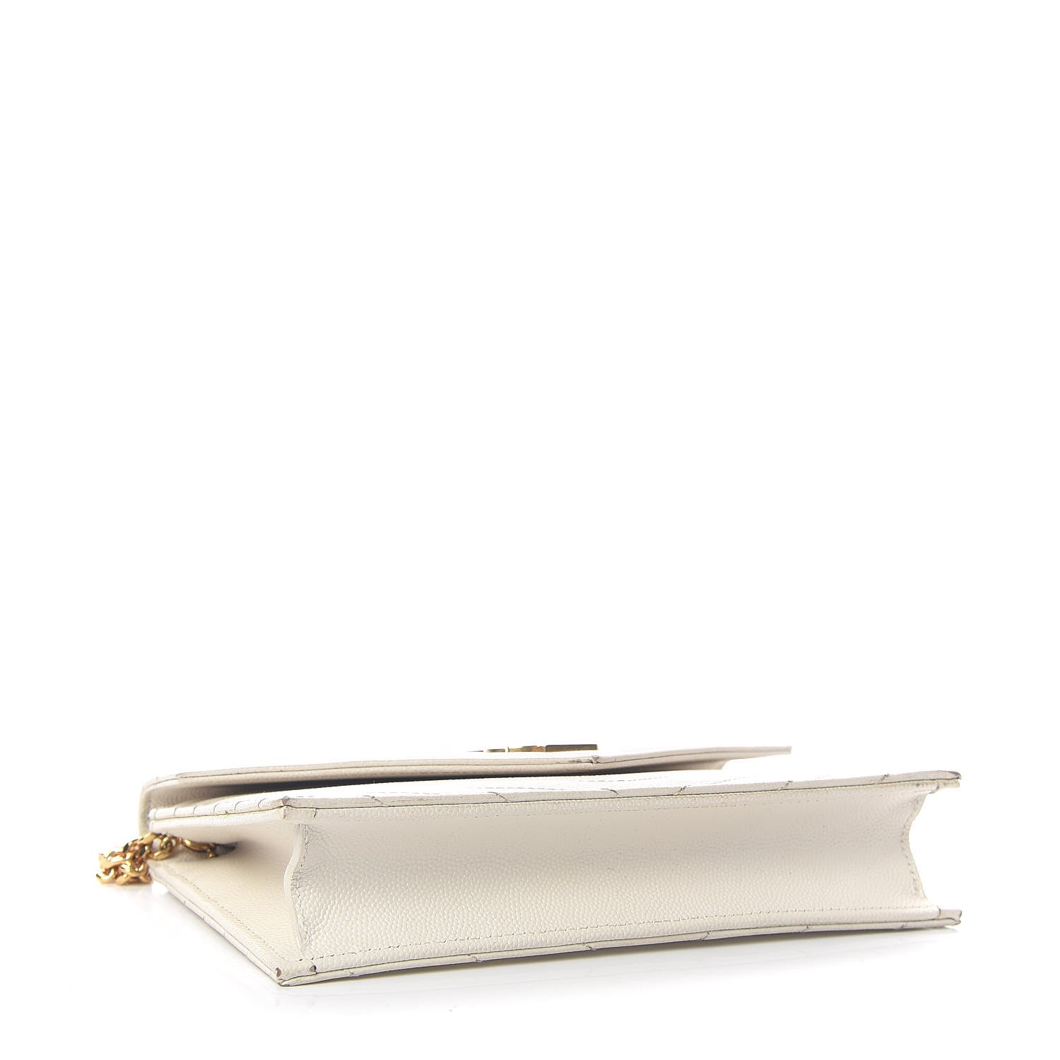 Saint Laurent Grain De Poudre Matelasse Chevron Monogram Envelope Chain Wallet Porcellana 4 of 14