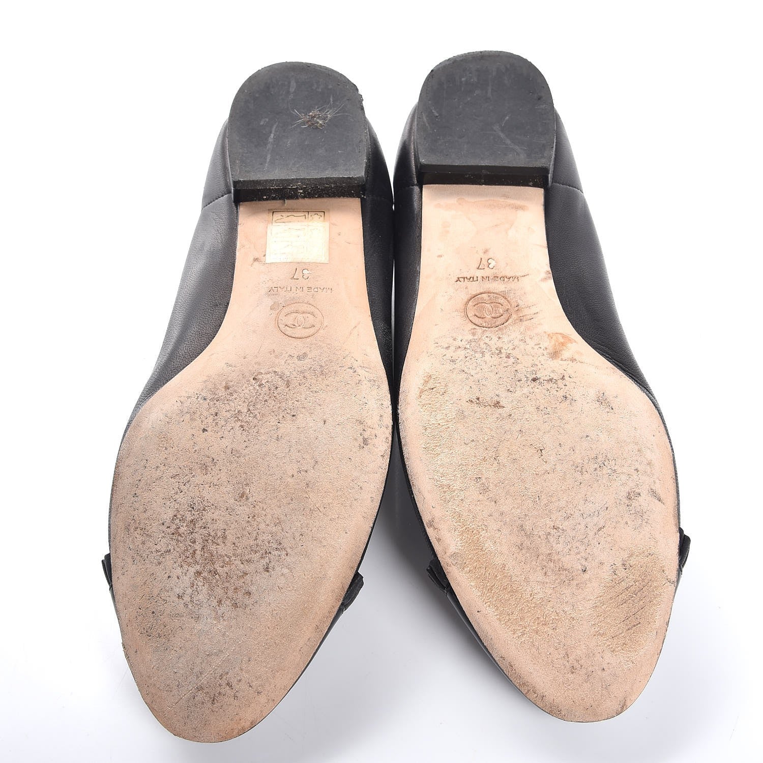 Chanel Lambskin Patent Cap Toe Elastic Ballet Flats 37 Black 11 of 12
